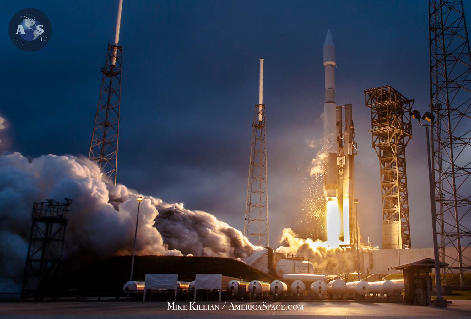 Launch of Orbital ATK's Cygnus OA-4 cargo ship to resupply the International Space Station Dec. 6, 2015, flying off pad 41 atop a Unbited Launch Alliance Atlas-V booster from Cape Canaveral, Fla. Photo Credit: Mike Killian / AmericaSpace