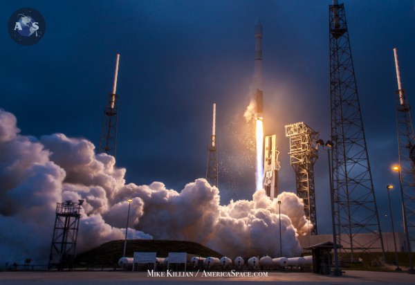 Orbital ATK's OA-4 Cygnus mission roars aloft on 6 December, atop an Atlas V booster. Photo Credit: Mike Killian/AmericaSpace