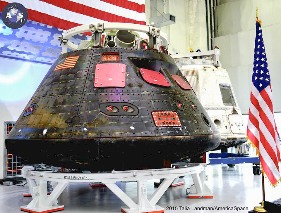 NASA's Orion Crew Module back home at KSC after carrying out the EFT-1 mission. Photo Credit: Talia Landman / AmericaSpace