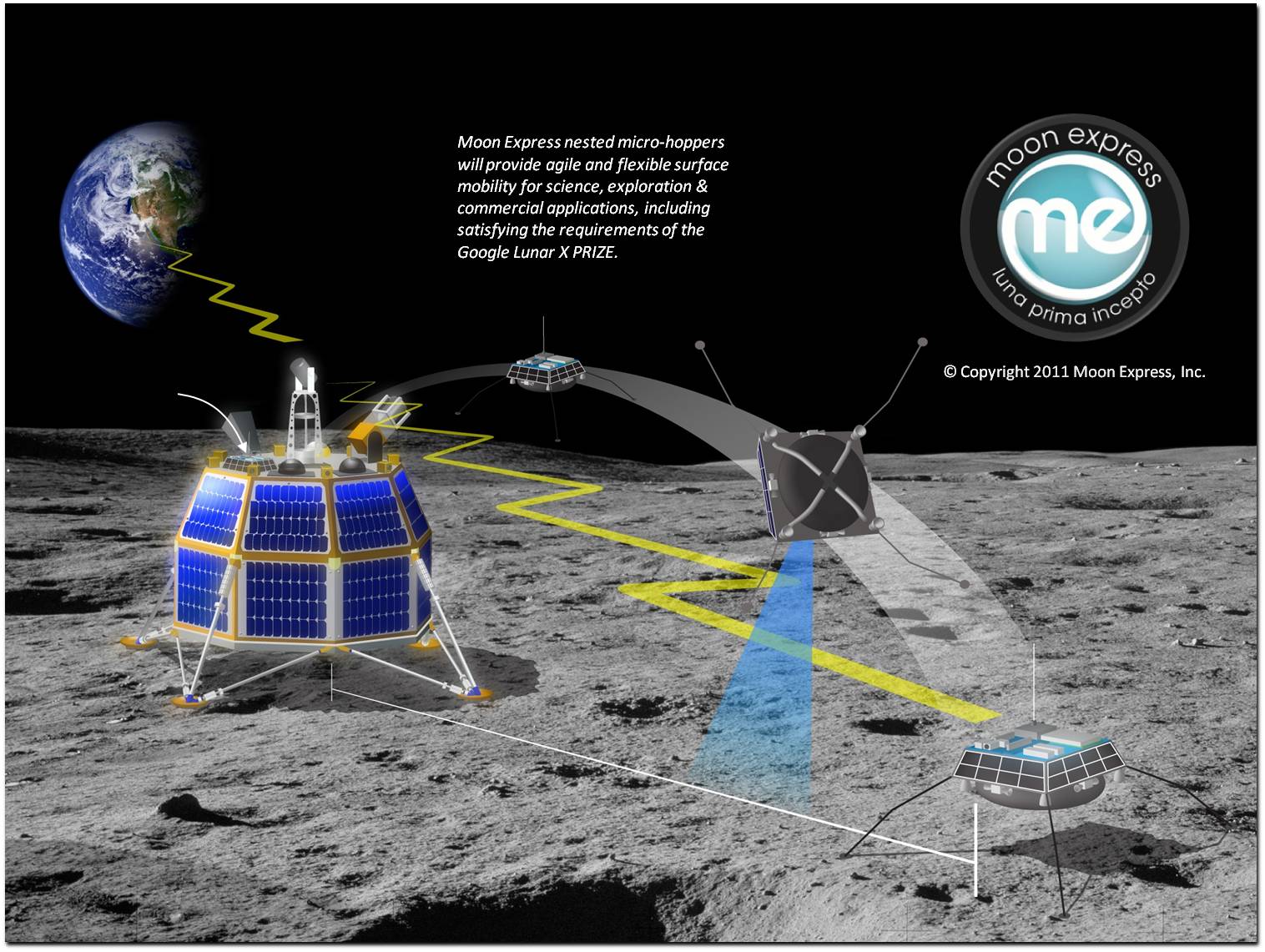 Graphic illustrating the MX-1 lunar lander on the moon's surface. Image Credit: Moon Express