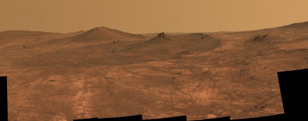 The “rock spire” seen by the Opportunity rover in the Spirit of St. Louis crater. Image Credit: NASA/JPL-Caltech/CornellUniv./Arizona State Univ.