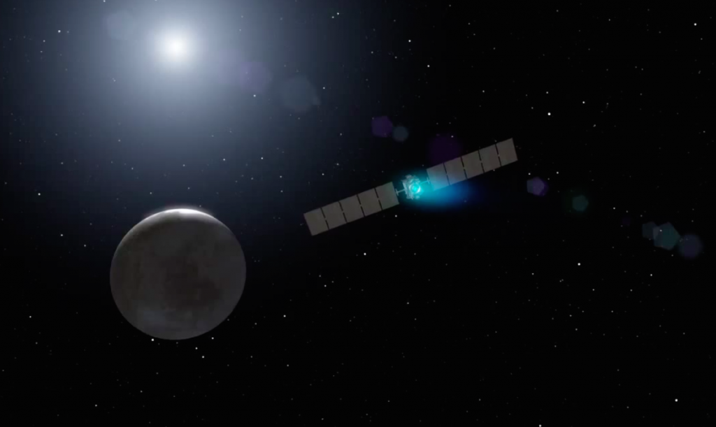 Artist's conception of Dawn orbiting Ceres. Image Credit: NASA/JPL-Caltech