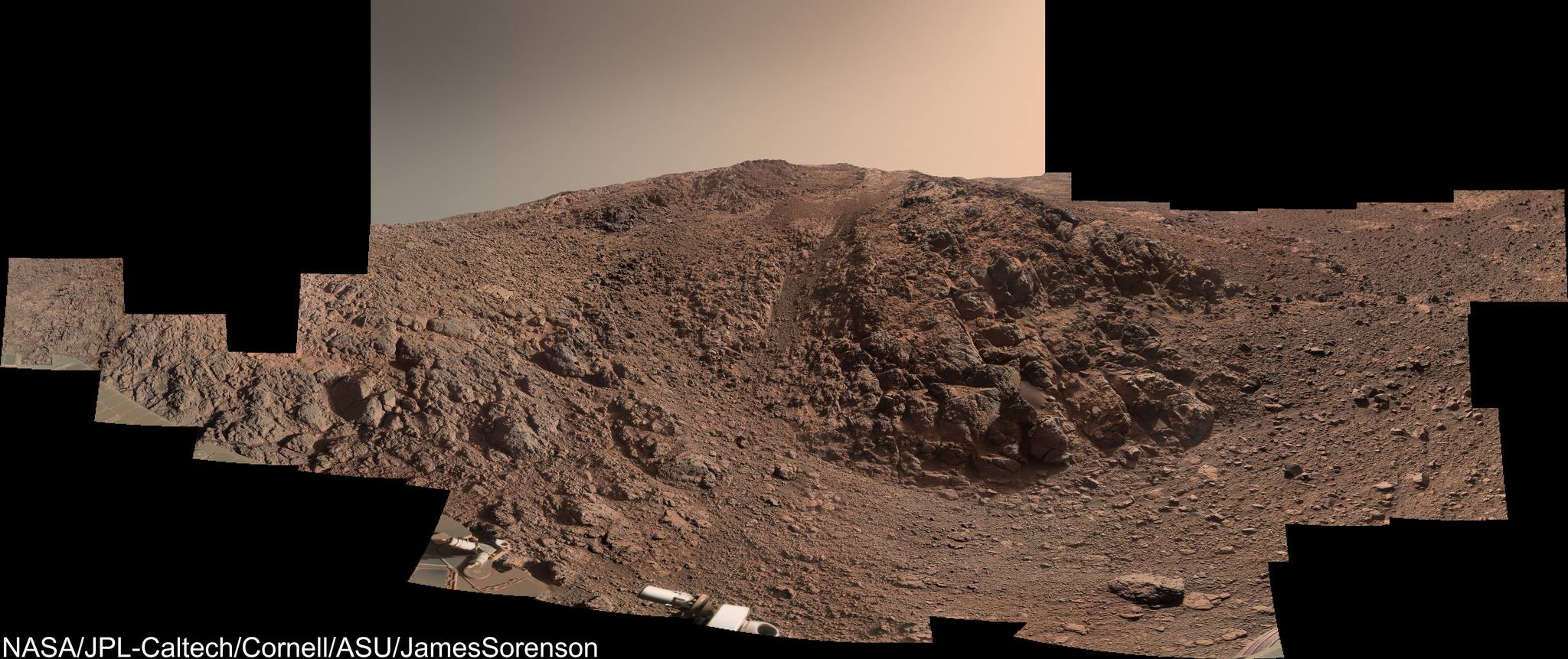 Panoramic view of Knudsen Ridge. Image Credit: NASA/JPL-Caltech/Cornell/ASU/James Sorenson
