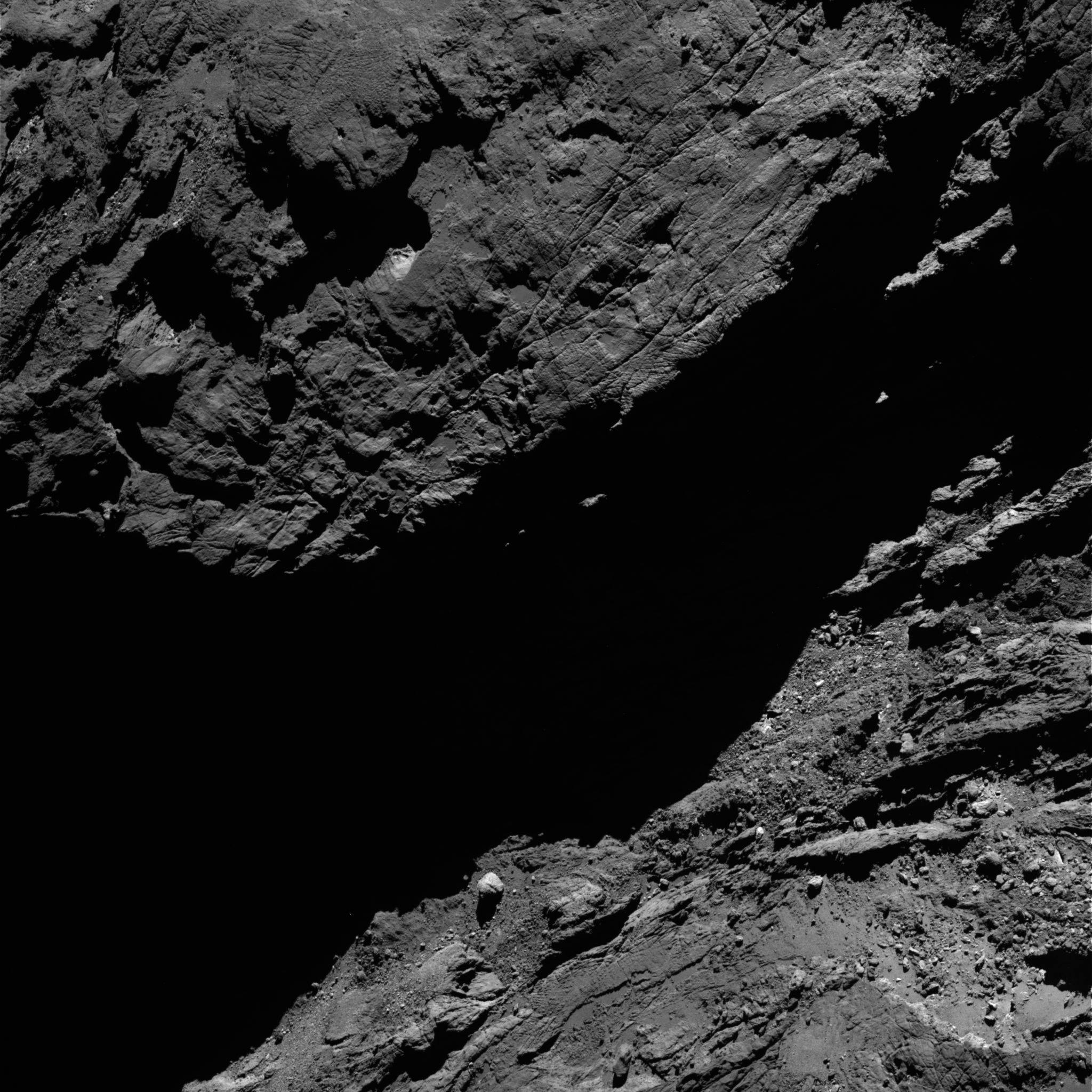 From ESA: "Closer still! This OSIRIS narrow-angle camera image was taken from a distance of 47.5 km on 7 February." Image Credit: ESA/Rosetta/MPS for OSIRIS Team MPS/UPD/LAM/IAA/SSO/INTA/UPM/DASP/IDA