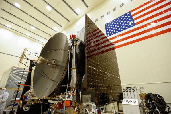 The completed OSIRIS-REx spacecraft. Photo Credit: NASA