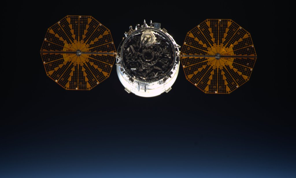 Stunning perspective of the departure of the OA-4 Cygnus into the inky blackness. Less than six weeks later, the OA-6 Cygnus will soon approach the station. Photo Credit: NASA/Tim Peake/Twitter