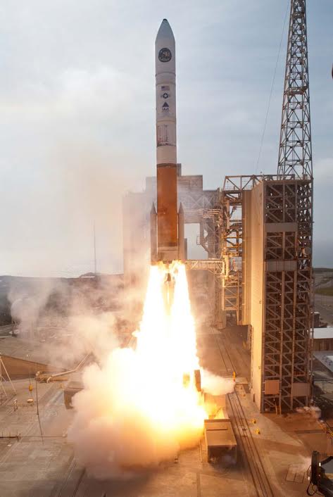 ULA Delta IV Medium+ (5,2) like that to launch NROL-45 radar satellite is pictured launching a similar spacecraft from Vandenberg in 2012. Photo Credit: ULA