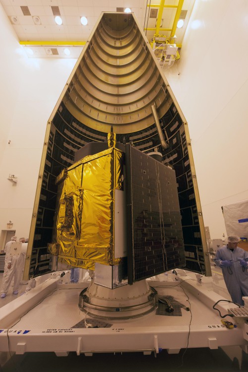 The USAF/Boeing GPS IIF-12 satellite, the twelfth and final 3,600 lb. GPS in the IIF series, was processed for launch at Cape Canaveral. Photo Credit: ULA