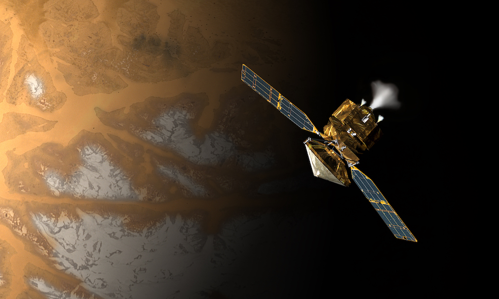 Illustration of Mars Reconnaissance Orbiter (MRO) as it entered orbit ten years ago. Image Credit: NASA/JPL