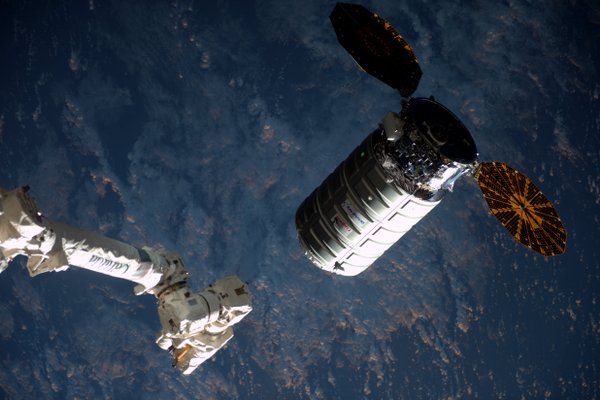 The OA-5 Cygnus, named in honor of the late Alan "Dex" Poindexter, is the third "Enhanced Cygnus". Photo Credit: NASA/Tim Peake/Twitter