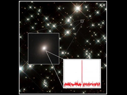 A zoomed-in view of the elliptical galaxy where the fast radio burst FRB 150418 was detected by the Parkes radio telescope. Image Credit: David Kaplan/Dawn Erb 