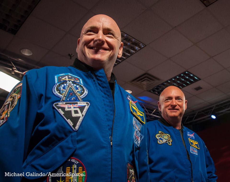 Scott Kelly (left), pictured with his identical twin brother, Mark, also a former astronaut. Photo Credit: Michael Galindo/AmericaSpace