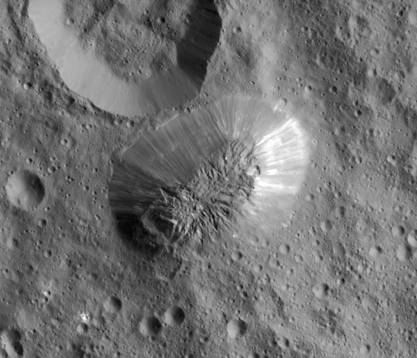 Closer view of Ahuna Mons. Image Credit: NASA/JPL-Caltech/UCLA/MPS/DLR/IDA/PSI
