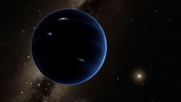 Artist's conception of the possible "Planet Nine," orbiting much farther from the Sun than even Pluto. Image Credit: Caltech/R. Hurt (IPAC)