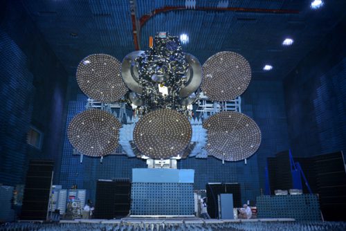 The JCSAT-14 satellite during testing. Photo Credit: SKY Perfect JSAT