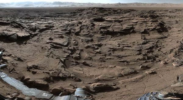 Part of a 360˚ panorama showing the rugged terrain of Naukluft Plateau. Image Credit: NASA/JPL-Caltech/MSSS