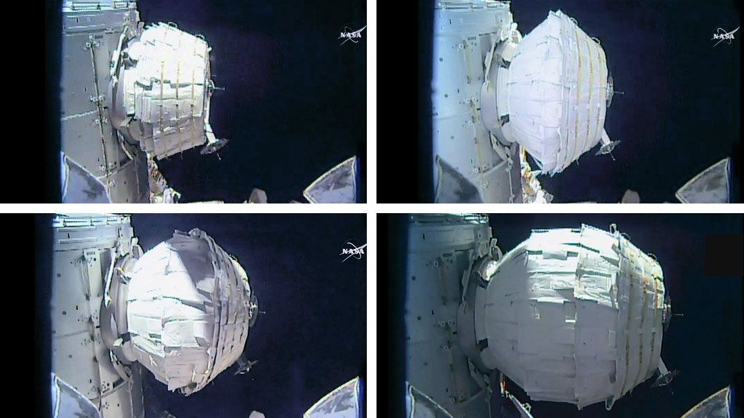 After having achieved partial success on Thursday, the Bigelow Expandable Activity Module (BEAM) was successfully expanded to Full Shape on Saturday. Expedition 47 crew members will ingress the module around Monday, 6 June. Photo Credit: NASA