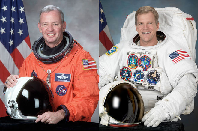 This weekend saw the induction of veteran shuttle fliers Brian Duffy (left) and Scott Parazynski into the Astronaut Hall of Fame (AHOF). Photo Credit: NASA
