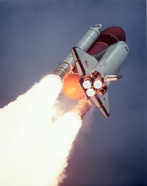 Columbia roars to orbit on 5 June 1991, beginning the Space Shuttle Program's first mission totally dedicated to the life sciences. Photo Credit: NASA, via Joachim Becker/SpaceFacts.de