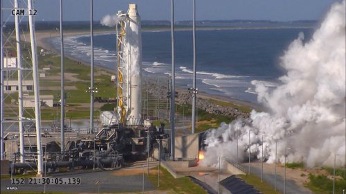 Yesterday's successful hot-fire test of the Antares 230 first stage clears a significant hurdle ahead of Orbital ATK's return to flight in July. Photo Credit: Orbital ATK