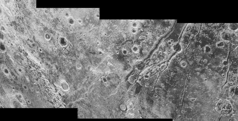 The discovery of huge faults on Pluto provides evidence for a possible liquid water ocean beneath the ice crust. Image Credit: NASA/JHUAPL/SwRI