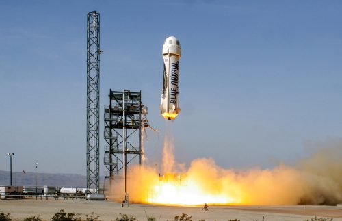 Launch of Blue Origin's New Shepherd suborbital rocket and capsule June 19, 2016. Photo Credit: Blue Origin