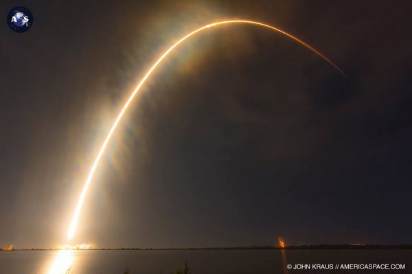 Spectacular middle-of-the-night liftoff for JCSAT-16, the eighth SpaceX launch of 2016. Photo Credit: John Kraus/AmericaSpace