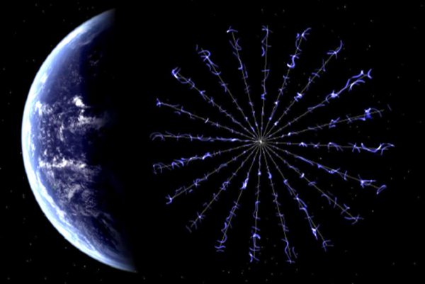 Another type of "sail" spacecraft being considered is the Heliopause Electrostatic Rapid Transit System (HERTS), which would use positively charged, rotating tethers to propel itself to the to the outer heliosphere of the Solar System or beyond. Image Credit: NASA/MSFC