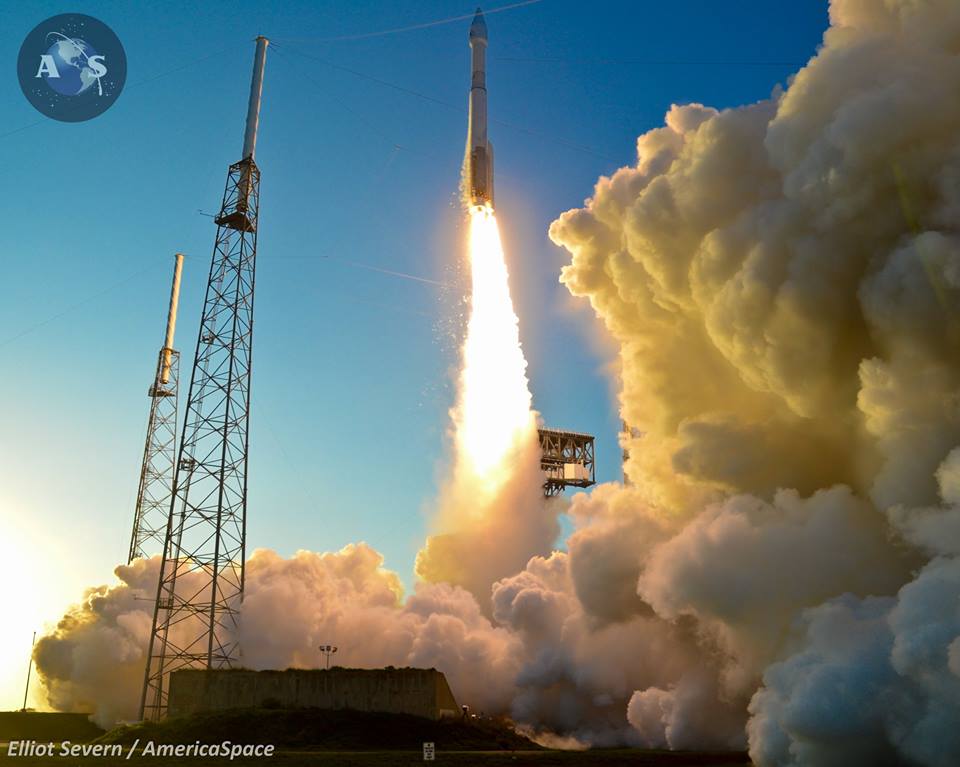 Just a half-hour before the Sun set over the Space Coast on Thursday, 8 September, United Launch Alliance (ULA) has successfully delivered NASA’s Origins, Spectral Interpretation, Resource Identification, Security, Regolith Explorer (OSIRIS-REx) spacecraft on its seven-year voyage to explore the near-Earth asteroid (101955) Bennu. Liftoff of the highly reliable Atlas V—flying in its rarely-used “411” configuration, and is now in the process of being delivered out of Earth’s gravitational clutches as it begins a two-year journey to reach Bennu. Photo Credit: Elliot Severn / AmericaSpace