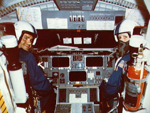 Apollo 13 veteran Fred Haise (left) and Gordon Fullerton were the first humans to fly Enterprise in independent flight and to an unpowered runway landing. Photo Credit: NASA