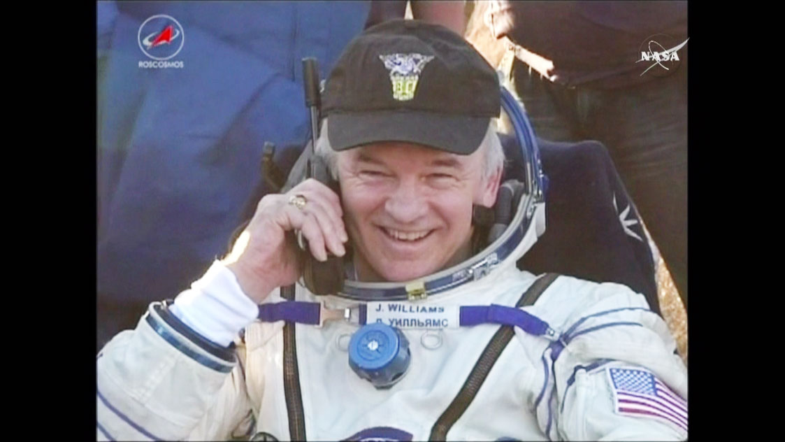 Wrapping up his fourth space mission, Jeff Williams is now the United States' most experienced space traveler, with over 534 cumulative days away from the Home Planet. Photo Credit: NASA TV