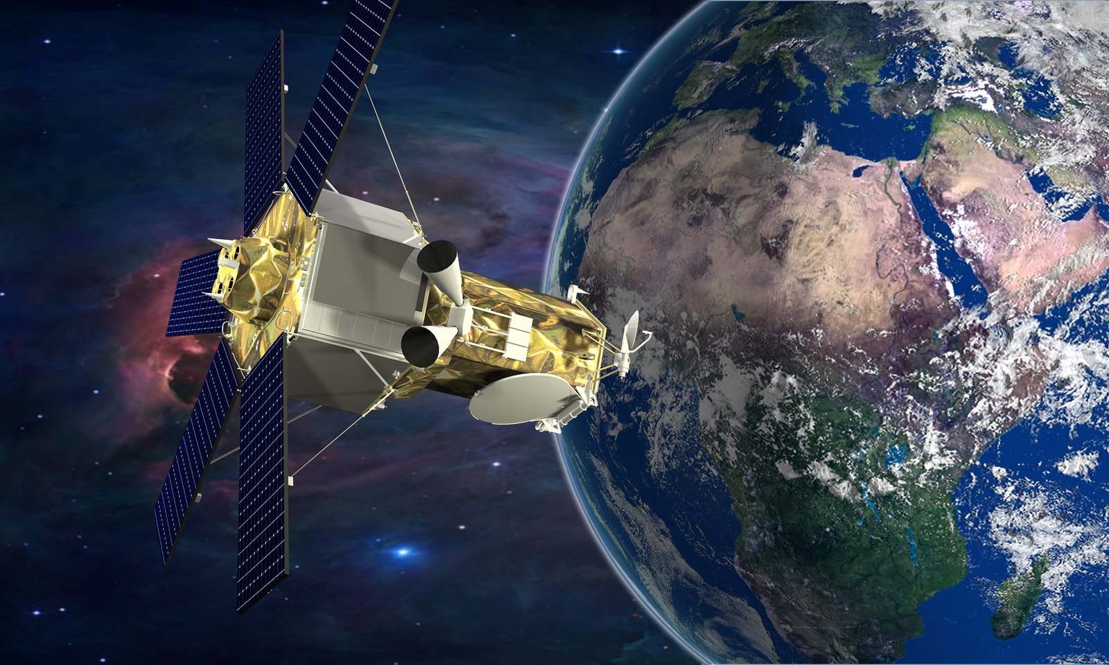 Artist's concept of WorldView-4 in orbit. Image Credit: Lockheed Martin