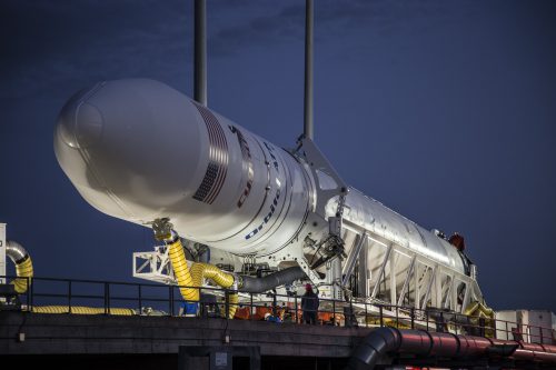 Sporting a pair of upgraded RD-181 first-stage engines, the Antares 230 rolls out to Pad 0A at the Mid-Atlantic Regional Spaceport (MARS) on Wallops Island, Va., on Thursday, 13 October 2016. Photo Credit: Orbital ATK