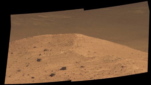 Closeup view of Spirit Mound, overlooking the floor of Endeavour Crater. Image Credit: NASA/JPL-Caltech/Cornell/Arizona State Univ.