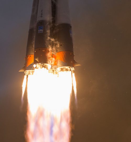 Powered by the RD-108 core stage engine and the RD-107 engines of four tapering boosters, a Soyuz-FG booster successfully delivers the Soyuz MS-02 spacecraft to orbit on Wednesday, 19 October 2016. Photo Credit: NASA