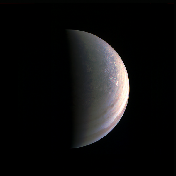 Jupiter’s north pole, as seen by Juno during its flyby on Aug. 27, 2016. Photo Credit: NASA/JPL-Caltech/SwRI/MSSS