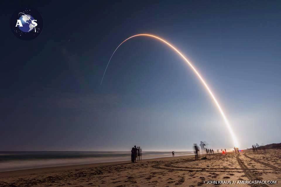 Long exposure view from Playalinda Beach tonight, United Launch Alliance's workhorse Atlas-V booster successfully lifted off at 6:42pm ET with NASA & NOAA's GOES-R (Geostationary Operational Environmental Satellite - R Series) satellite. Photo Credit: John Kraus / AmericaSpace
