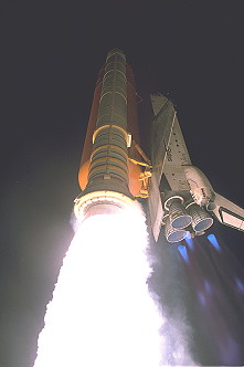 STS-44 launches on the evening of 24 November 1991. Photo Credit: NASA, via Joachim Becker/SpaceFacts.de