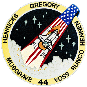 As was customary for Department of Defense missions, STS-44's crew patch contained patriotic emblems and little reference to its primary payload. Image Credit: NASA, via Joachim Becker/SpaceFacts.de