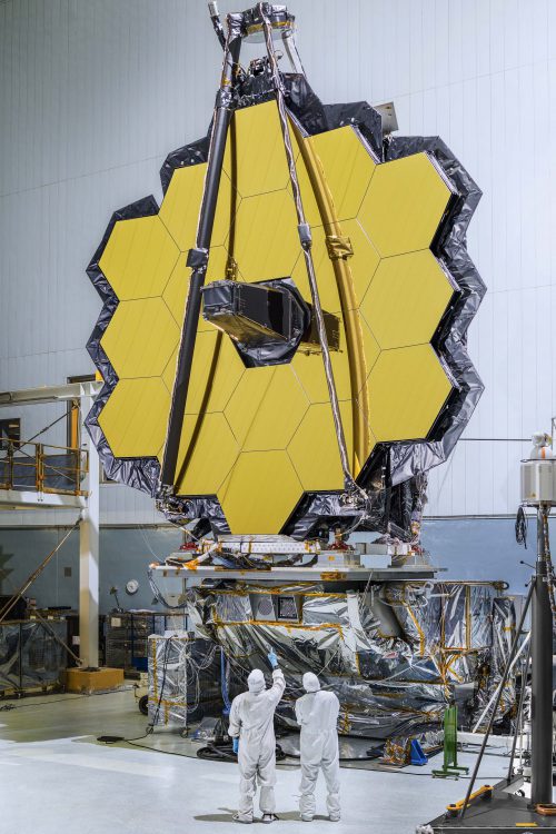 Another view of the completed primary mirror of JWST. Photo Credit: NASA/Chris Gunn