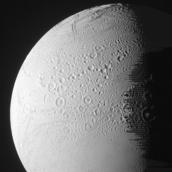 One of the recent new images of the moon Enceladus. Photo Credit: NASA/JPL-Caltech