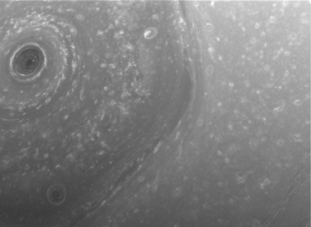 Saturn's northern hemisphere up close: new image taken by Cassini on Dec. 3, 2016, showing small details in the turbulent atmosphere. It was taken at a distance of about 240,000 miles (390,000 kilometers) from Saturn. Photo Credit: NASA/JPL-Caltech/Space Science Institute