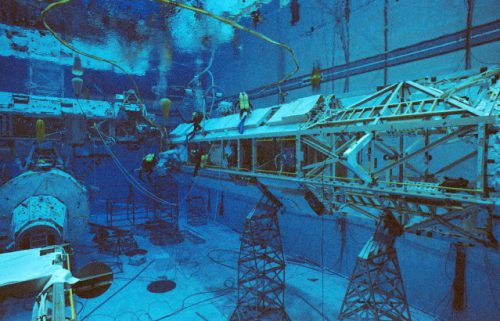 STS-116 spacewalkers Bob "Beamer" Curbeam and Christer Fuglesang train for their EVA duties in the Neutral Buoyancy Laboratory (NBL), near the Johnson Space Center (JSC) in Houston, Texas. Photo Credit: NASA