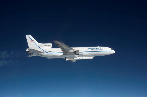 The world's only still operational L-1011, nicknamed Stargazer, successfully deployed an Orbital ATK Pegasus XL rocket off Florida's east coast Dec. 15, which launched a fleet of eight micro satellites to low-Earth orbit for NASA's Cyclone Global Navigation Satellite System (CYGNSS) mission. Photo Credit: NASA