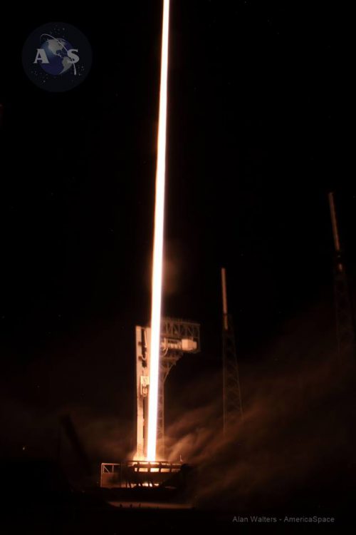 Long-exposure from the pad, SBIRS GEo-3 liftoff. Photo Credit: Alan Walters / AmericaSpace