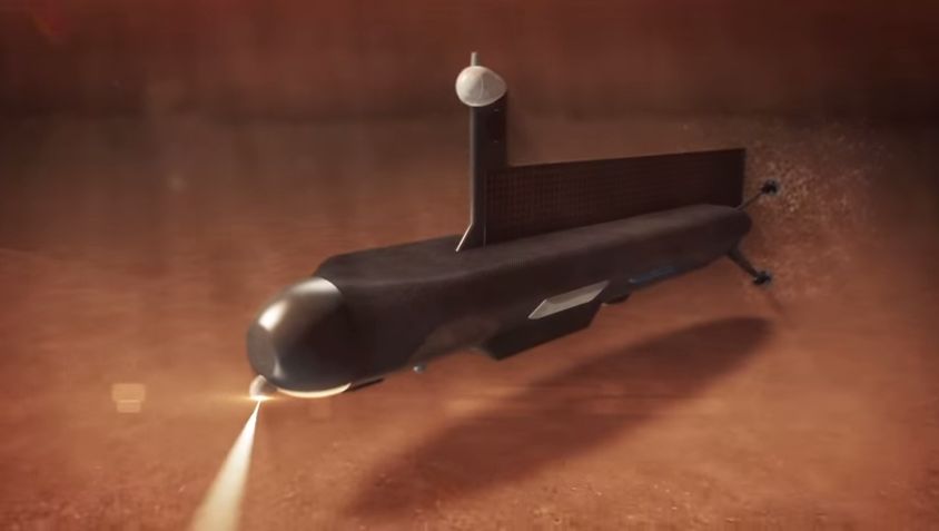 Artist’s conception of the proposed Titan Submarine Phase I Conceptual Design. Much like submarines on Earth, the sub would explore the depths of one of Titan’s methane/ethane seas. Image Credit: NASA