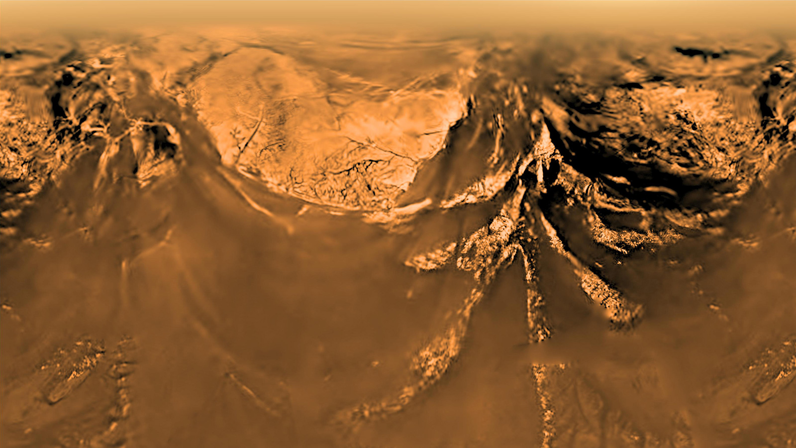 Mosaic of images taken by Huygens during its descent to the surface of Titan, from an altitude of about 6 miles (10 kilometers). Image Credit: ESA/NASA/JPL/University of Arizona
