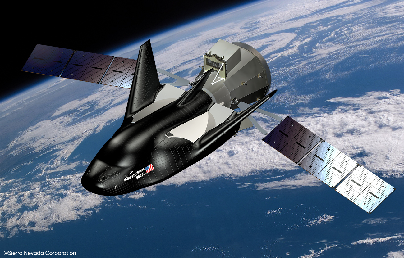 SNC's cargo Dream Chaser artist rendering in low Earth orbit. Credit: SNC