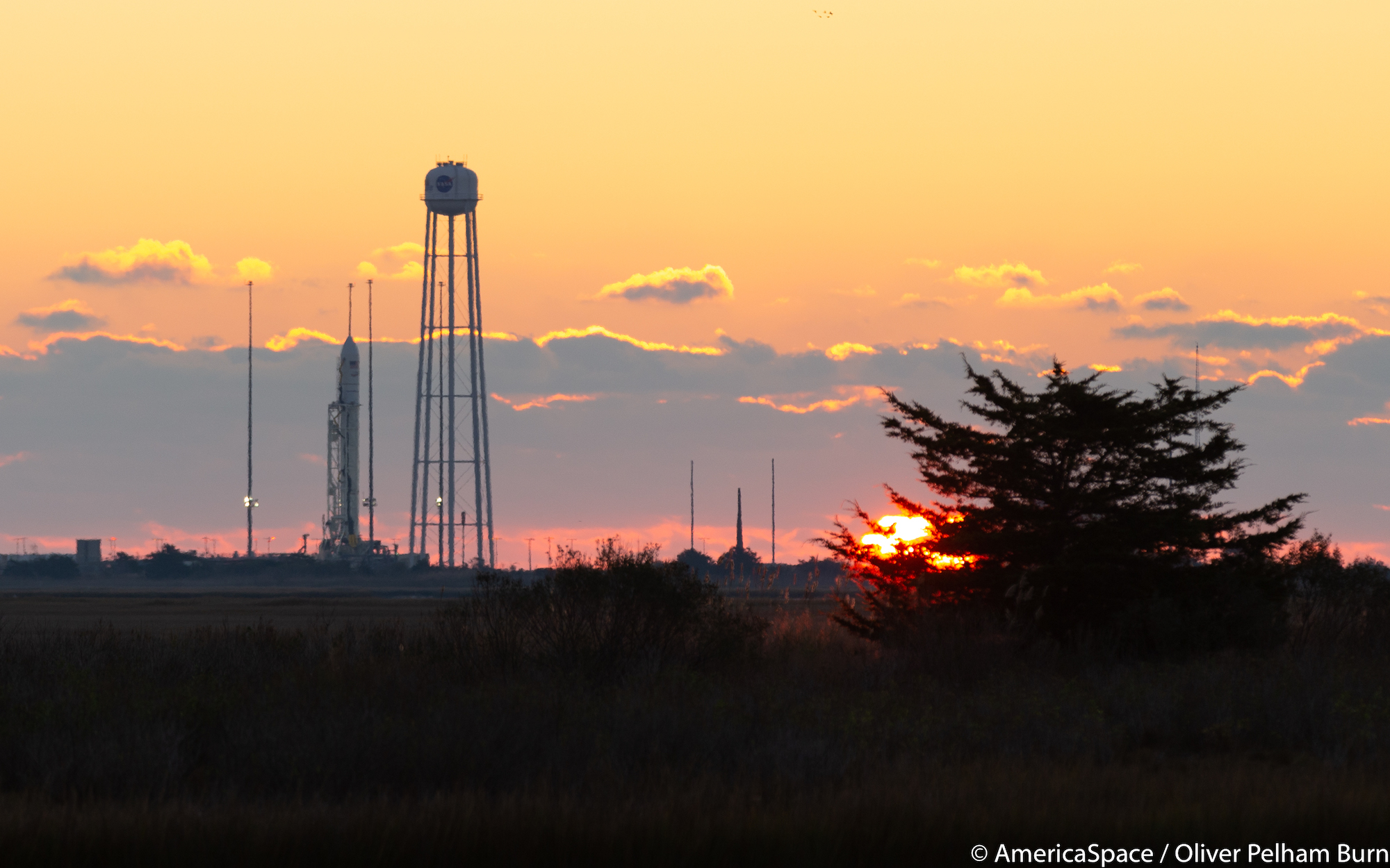 Sunrise on launch day with Antares NG-12. Photo Credit: Oliver Pelham Burn / AmericaSpace.com